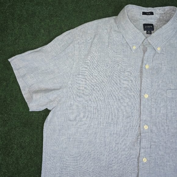 J. Crew | Slim Fit Short-Sleeve Baird McNutt Irish-Linen Blend Mens Casual Shirt - Picture 8 of 15